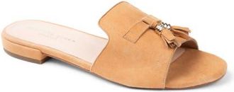 Patricia Green Capri Tassel Flat Slide Sandal in Tan Suede at Nordstrom, Size 10