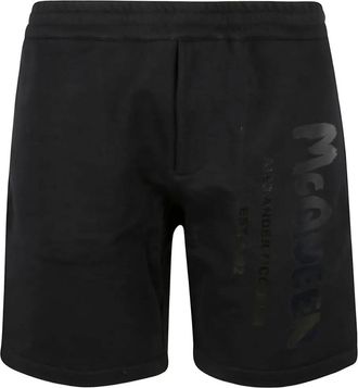 Alexander McQueen Shorts sportivi con stampa - Nero
