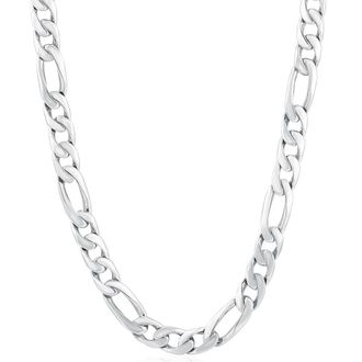 Pompeii3 Mens Classic Figaro 14k Gold (86gram) or Platinum (161gram) 8mm Link Chain Necklace 27