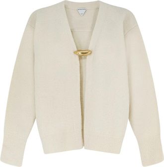 Bottega Veneta Cardigan van kasjmier- wol en zijde - Dames - Vesten - Beige - M - Wol - Truien & Vesten