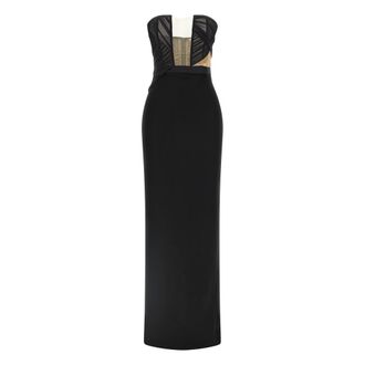 Nensi Dojaka Gowns, female, Black, 2XS, Corsetted Draped Maxi Dress