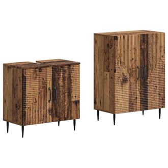 vidaXL Set Di Armadi Da Bagno Da 2 Pezzi Haarlem Legno Antico Vidaxl