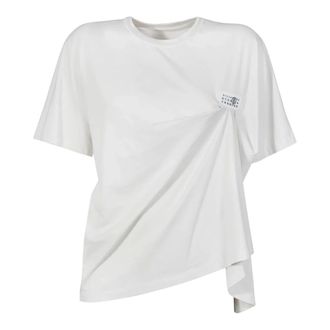 Maison Margiela Camiseta con Logo Num&eacute;rico Drapeada - Tops - Mujer - Blanco - M