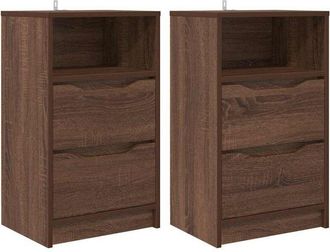 vidaXL Mesas De Noche Con Caj&oacute;n 2 Pcs Roble Marr&oacute;n 40 X 30 X 467 Cm Vidaxl