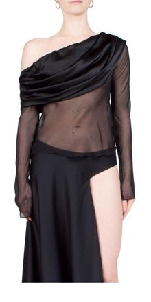CHRISTOPHER ESBER Vilenica Veiled Off The Shoulder Top In Black