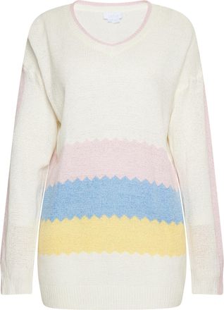 Usha Gebreide trui lynnea Dames Wit roze geel