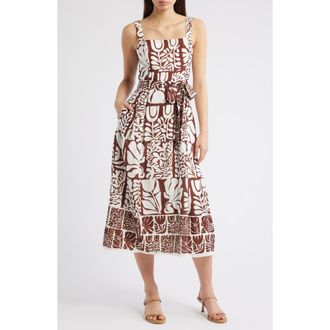 Julia Jordan Mixed Print Dress in Brown Ivory at Nordstrom, Size 10
