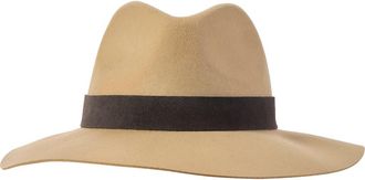 Bruno Magli Wide Brim Wool Fedora with Leather Belt in Camel at Nordstrom Rack