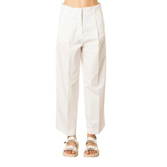 Max Mara Bellico Wijde Broek - Dames - Broeken - Wit - Maat: M Katoen