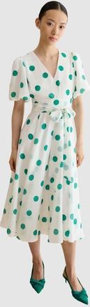 Hobbs London Barrington Polka Dot Midi Dress in Ivory/green at Nordstrom, Size 12