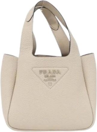 Prada Pre-owned Vit.daino Soft handtas - Dames - Vintage Mini Tas - Beige - ONE Size - Leer - Vintage
