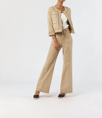 Ann Mashburn Camille Patch-Pocket Jean In Khaki Stretch Canvas