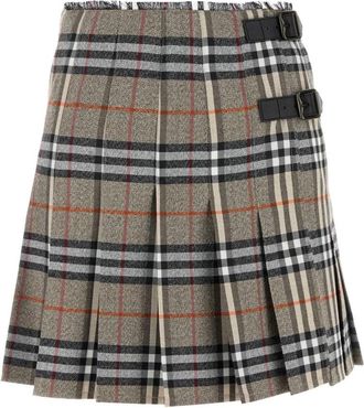 Burberry Geborduurde wollen rok - Dames - Korte rokken - Grijs - 3XS - Wol - Rokken
