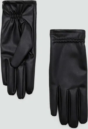 Mango Guanti dettaglio increspato nero - Donna - S - MANGO