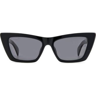 Rag & Bone 53mm Polarized Cat Eye Sunglasses in Black/Gray Polarized at Nordstrom Rack
