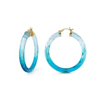 Gold & Honey Womens Ombre Painted Instyle Lucite Hoop Earrings In Aqua