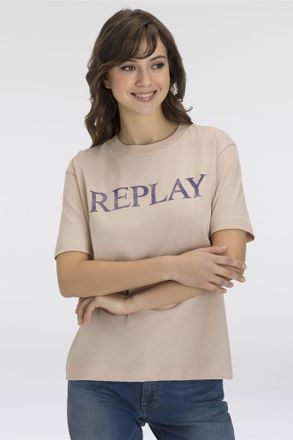 Replay T-Shirt mit Markenprint vorne