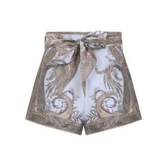 Zimmermann High-Waisted Silk Bermudas With Bow Detail