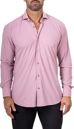 Maceoo Eins Shaped Fit Marthy3010 Pink Knit Button-Up Shirt at Nordstrom