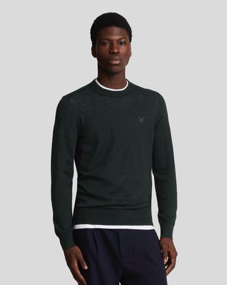 Lyle & Scott Mens Merino Wool Crew Neck Jumper - Black - Size X-Small
