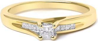 House of Brilliance 14K Yellow Gold 1/4 Cttw Princess Cut Diamond Engagement Ring