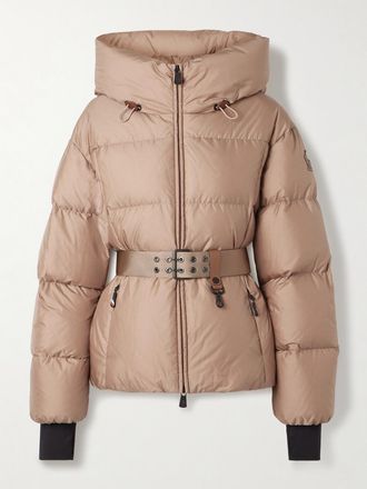 Moncler Piumino Da Sci In Ripstop Trapuntato Con Cappuccio E Cintura Nisene - Oro rosa