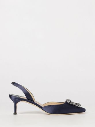 Manolo Blahnik Slingback Hangisli in raso con fibbia gioiello
