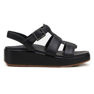 Vionic Delano Leather Womens Wedge Sole Sandals - Black - Size:UK 7
