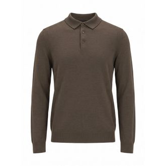 HUGO BOSS L-Ovio Gebreide Poloshirt - Heren - Truien - Bruin - Maat: XL Zijde