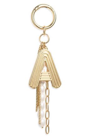 Chelsea28 Initial Faux Pearl Bag Charm in A- White- Gold at Nordstrom