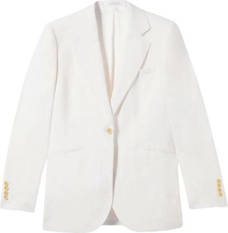 Brooks Brothers Iers Linnen Single-Breasted Blazer - Dames - Blazers - Wit - XS - Linnen - Jassen