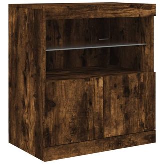 Berkfield Home Sideboard with LED Lights Smoked Oak 60x37x67 cm in Brown | Size: 60 x 37 x 67 cm
