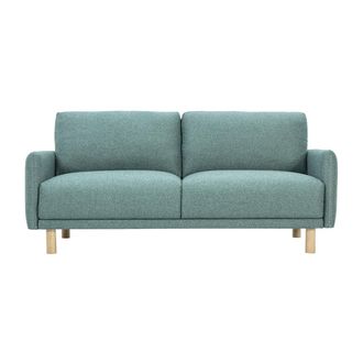 Miliboo Sof&aacute; De Dise&ntilde;o De 3 Plazas En Tela Verde Gris&aacute;ceo Y Madera Clara Bono