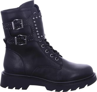 Tamaris Dames Enkellaarzen Stijlvol Ontwerp - Dames - Veterlaarzen - Zwart - 40 EU - Leer - Schoenen