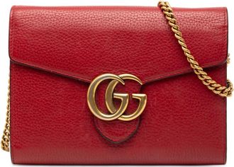 Gucci Pre-owned Gucci GG Marmont Leather Wallet on Chain Ladies 401232 1147