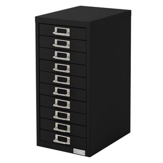 ML Design Ml-design - Archivador Con 10 Cajones, 28x38x60 Cm Acero Negro Armario Independiente Auxiliar De Oficinas Con Portaetiquetas Cajonera Met&aacute;lica Para Di