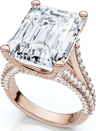 Pompeii3 Certified 9.80Ct Aspen Emerald Cut Diamond Engagement Ring 14k Gold Lab Grown