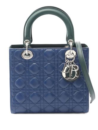 Dior Lady Dior leather tote bag - women - Calf Leather - One Size - Blue