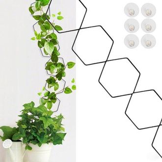 OEM Enrejado De Cadena Para Plantas Trepadoras - Enrejado De Metal - Soporte Para Plantas - 18 Piezas Con Ganchos Incluidos - 228 Cm De Alto - Negro