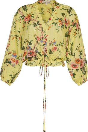 Cara Cara Perrin floral-print drawstring top - Yellow