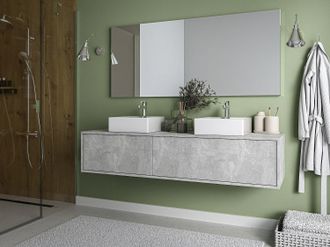 Vente-Unique Mobile sotto lavabo sospeso Grigio calcestruzzo 150 cm - ISAURE