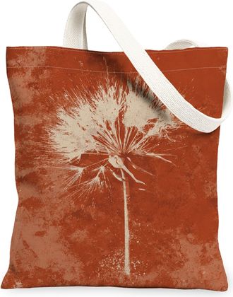 Generic Rustic Floral Canvas Tote Bags, Vintage Flower Design Reusable Grocery Bags, Autumn Lightweight Washable Shoulder Strap Can, Rust, 13x15 Inch