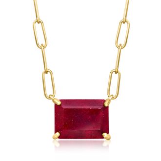 Ross-Simons Ruby Paper Clip Link Necklace in 18kt Gold Over Sterling