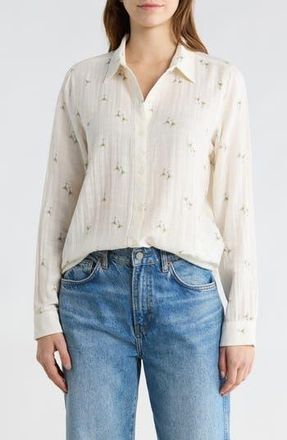 Lucky Brand Heart Print Button-Up Shirt in Cream Print Mix at Nordstrom Rack, Size X-Large
