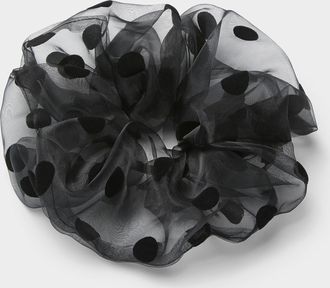 Simons Womens Large dotted organza scrunchie