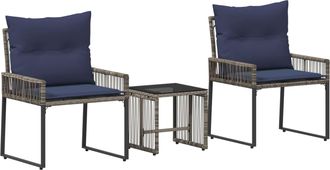vidaXL Juego De Muebles De Exterior 7 Uds. Gris Y Azul Marino Vidaxl