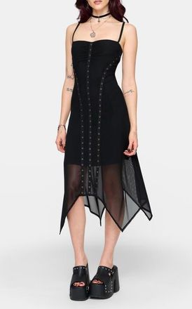 Disturbia Virella Mesh Cami Midi Dress in Black at Nordstrom, Size 12