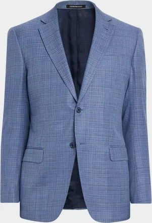 Emporio Armani Men & apos;s Wool G Line Blurred Plaid Sport Coat