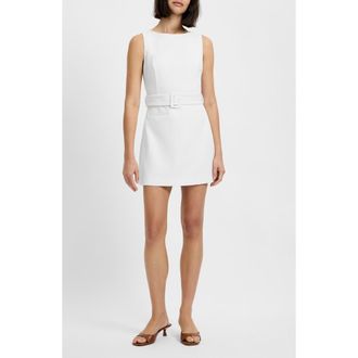 French Connection Azra Belted Sleeveless Twill Minidress in Summer White at Nordstrom, Size 12