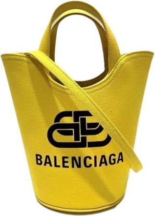 Balenciaga Bolso Tote de Algod&oacute;n Lona Pre-owned - Pre-owned - Mujer - Amarillo - ONE SIZE